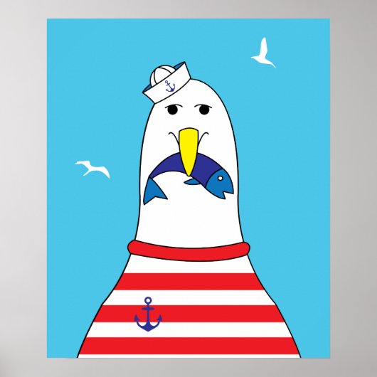 Kinder Schlafzimmer Niedlich Gewitter Seagull Bird Poster (Vorne)