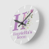 Kinder Schlafzimmeruhr mit Name & Anfangsbuchstabe Runde Wanduhr (Winkel)