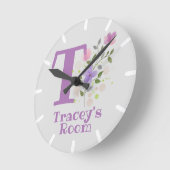 Kinder Schlafzimmeruhr mit Name & Anfangsbuchstabe Runde Wanduhr (Winkel)