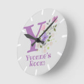 Kinder Schlafzimmeruhr mit Name & Anfangsbuchstabe Runde Wanduhr (Winkel)
