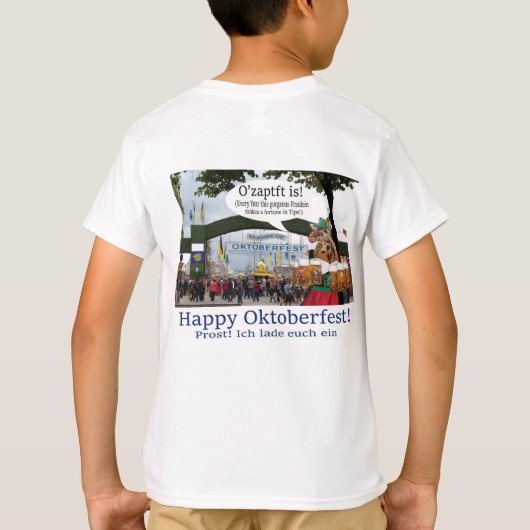 Kinder schlagen. Happy Oktoberfest, Giraffe T-Shirt (Rückseite)
