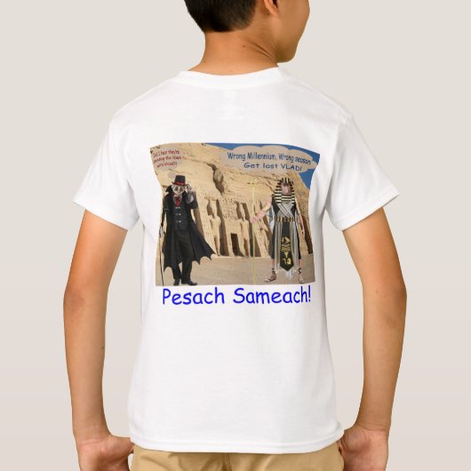 Kinder schlagen. Happy Passover. loris/Affe T-Shirt (Rückseite)