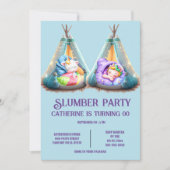 Kinder schlummern schlafout Pyjama Teepe Party Einladung (Vorderseite)