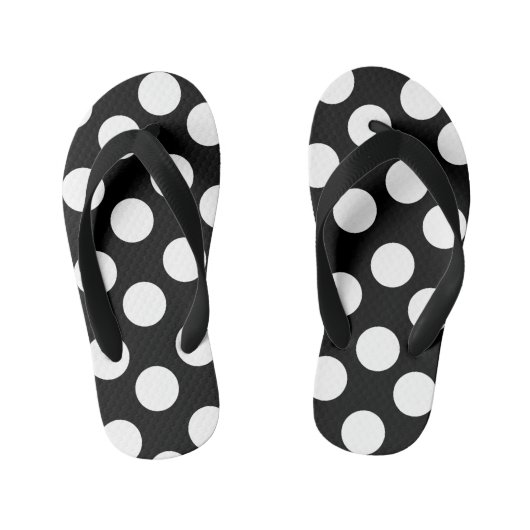 Kinder Schwarz und Weiß Polka Dot Flip Flops Kinderbadesandalen (Fußbett)