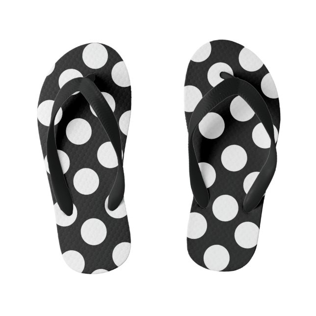 Kinder Schwarz und Weiß Polka Dot Flip Flops Kinderbadesandalen (Fußbett)