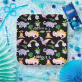 Kinder Schwarzer Fun Dinosaurier Regenbogen Wasser Pappteller (Party)