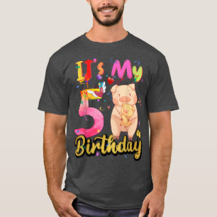 Kinder Schwein 5th Birthday 5 Years Old Pig Birthd T-Shirt