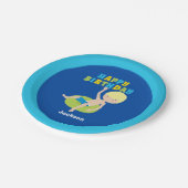 Kinder Schwimmbad Party Blonde Junge Schwimmen Geb Pappteller (Schrägansicht)