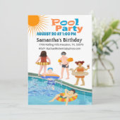 Kinder Schwimmbad Party Geburtstag Einladung (Stehend Vorderseite)