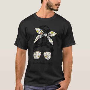 Kinder Science Teacher Messy Bun Life Haare Brille T-Shirt
