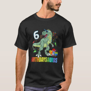 Kinder Sechs Saurus Geburtstag Rex Dino 6. Dinosau T-Shirt