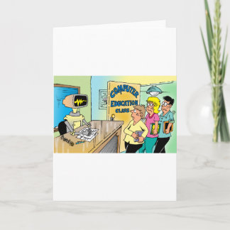 Kinder sehen Roboterlehrer in der Computerklasse Karte