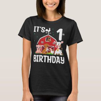 Kinder sein 1. Geburtstag Bauerntier 1 Jahr alt Bi T-Shirt