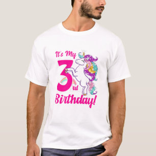 Kinder sein 3. Geburtstag (3 Jahre alt) Einhorn Bi T-Shirt