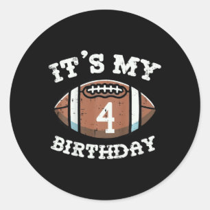 Kinder sein 4. Geburtstag American Football 4 Jahr Runder Aufkleber