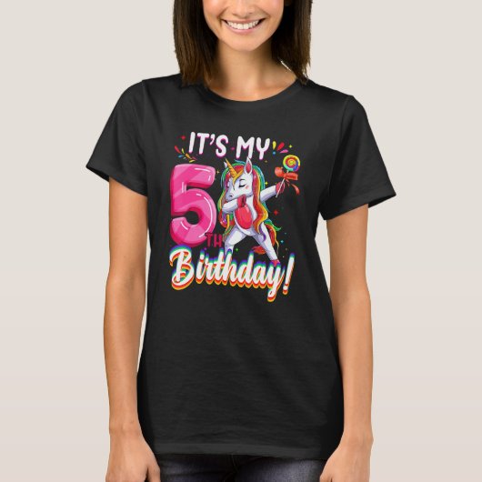 Kinder sein 5. Geburtstag Einhorn T-Shirt (Vorderseite)
