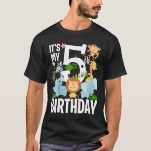 Kinder sein 5. Geburtstag Jungle Zoo Thema Safari  T-Shirt