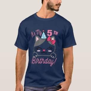 Kinder sein 5. Geburtstag Mädchen Kitty Cat Thema T-Shirt