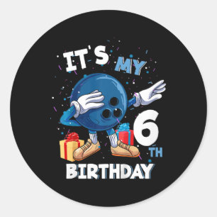 Kinder sein 6. Geburtstag 6 Jahre alter Bowling Ge Runder Aufkleber