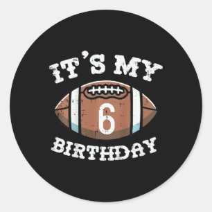 Kinder sein 6. Geburtstag American Football 6 Jahr Runder Aufkleber