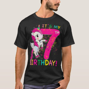 Kinder sein 7. Geburtstag Einhorn 7 Jahre alt Birt T-Shirt