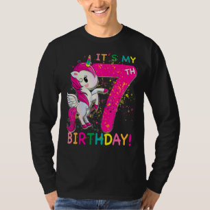 Kinder sein 7. Geburtstag Einhorn 7 Jahre alt Gebu T-Shirt