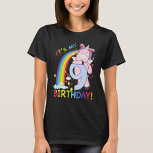 Kinder sein 9. Geburtstag Einhorn 9 Jahre alt Gebu T-Shirt