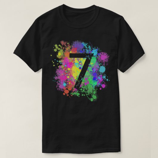Kinder Siebter Geburtstag Paint Splashes Spritzer  T-Shirt (Design vorne)