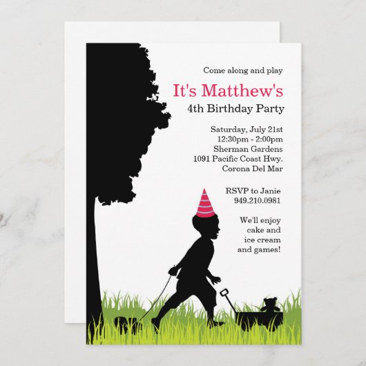 Kinder Silhouette Geburtstagsparty Einladung (Vorne/Hinten)