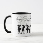 Kinder Silhouette Inspiration Wörter Ballons Tasse (Links)