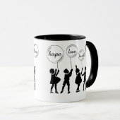Kinder Silhouette Inspiration Wörter Ballons Tasse (VorderseiteRechts)
