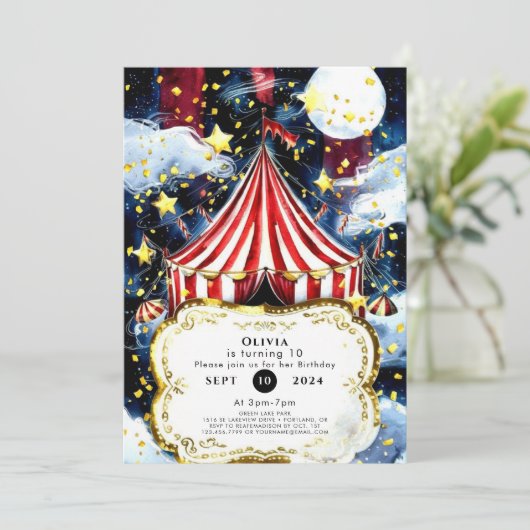 Kinder Simple Circus Geburtstag Einladung (Stehend Vorderseite)