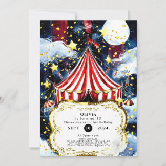 Kinder Simple Circus Geburtstag Einladung