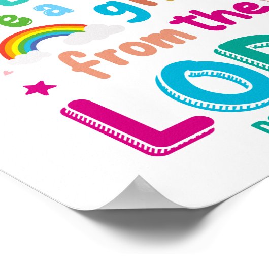 "Kinder sind ein Geschenk des Herrn" (blau) Poster (Ecke)