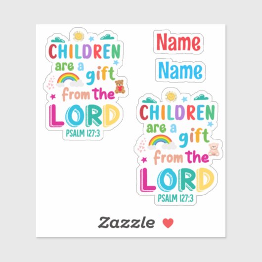 Kinder sind ein Geschenk des Herrn" Custom Cut Aufkleber (Blatt)