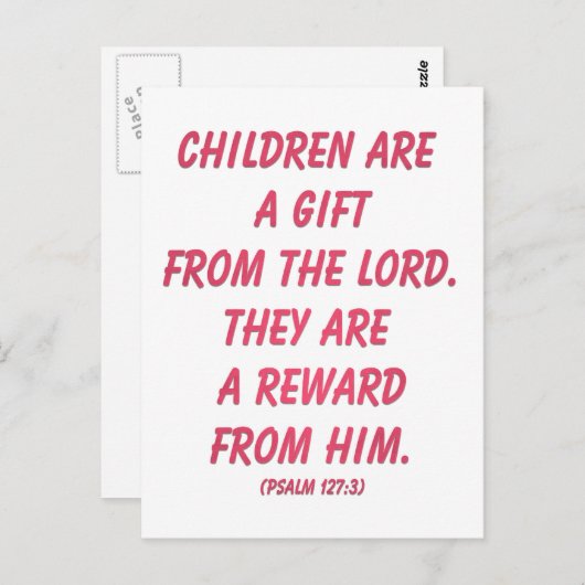 Kinder sind ein Geschenk des Herrn: Psalm 127 Postkarte (Vorne/Hinten)