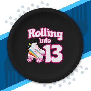 Kinder Skate Party - 13. Geburtstag - Roller Skate Pappteller