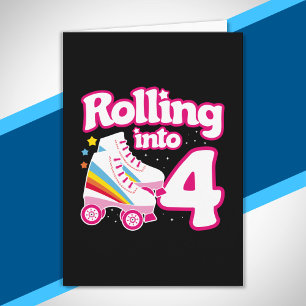Kinder Skate Party - 4. Geburtstag - Roller Skaten Karte