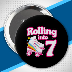 Kinder Skate Party - 7. Geburtstag - Roller Skaten Button