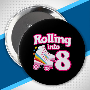 Kinder Skate Party - 8. Geburtstag - Roller Skaten Button