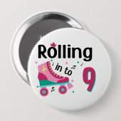 Kinder Skate Party - 9. Geburtstag - Roller Skaten Button (Vorne & Hinten)