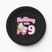 Kinder Skate Party - 9. Geburtstag - Roller Skaten Pappteller (Vorderseite)