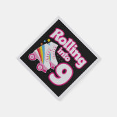 Kinder Skate Party - 9. Geburtstag - Roller Skaten Serviette (Ecke)