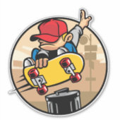 Kinder Skateboarder Aufkleber (Vorderseite)