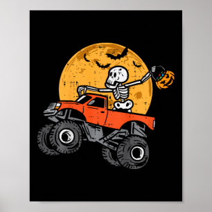 Kinder Skeleton Monster Truck Moon Candy Kleinkind Poster