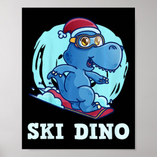 Kinder Skifahren Kinder Ski Dino Lustiger Skifahre Poster
