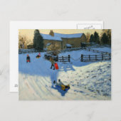 Kinder Sledging Monyash Derbyshire Postkarte (Vorne/Hinten)