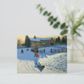 Kinder Sledging Monyash Derbyshire Postkarte (Stehend Vorderseite)