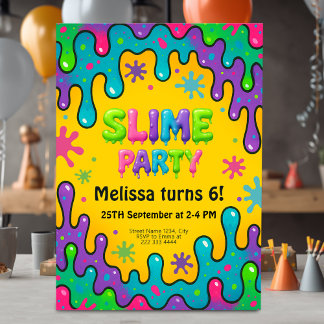 Kinder Slime Party Geburtstag Einladung