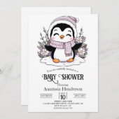 Kinder Snow Penguin Babydusche Einladung (Vorne/Hinten)